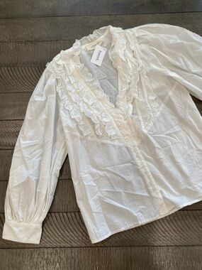 The Great Ruffled V-Neck Button-Front Women's Top - Size 1  NWT
